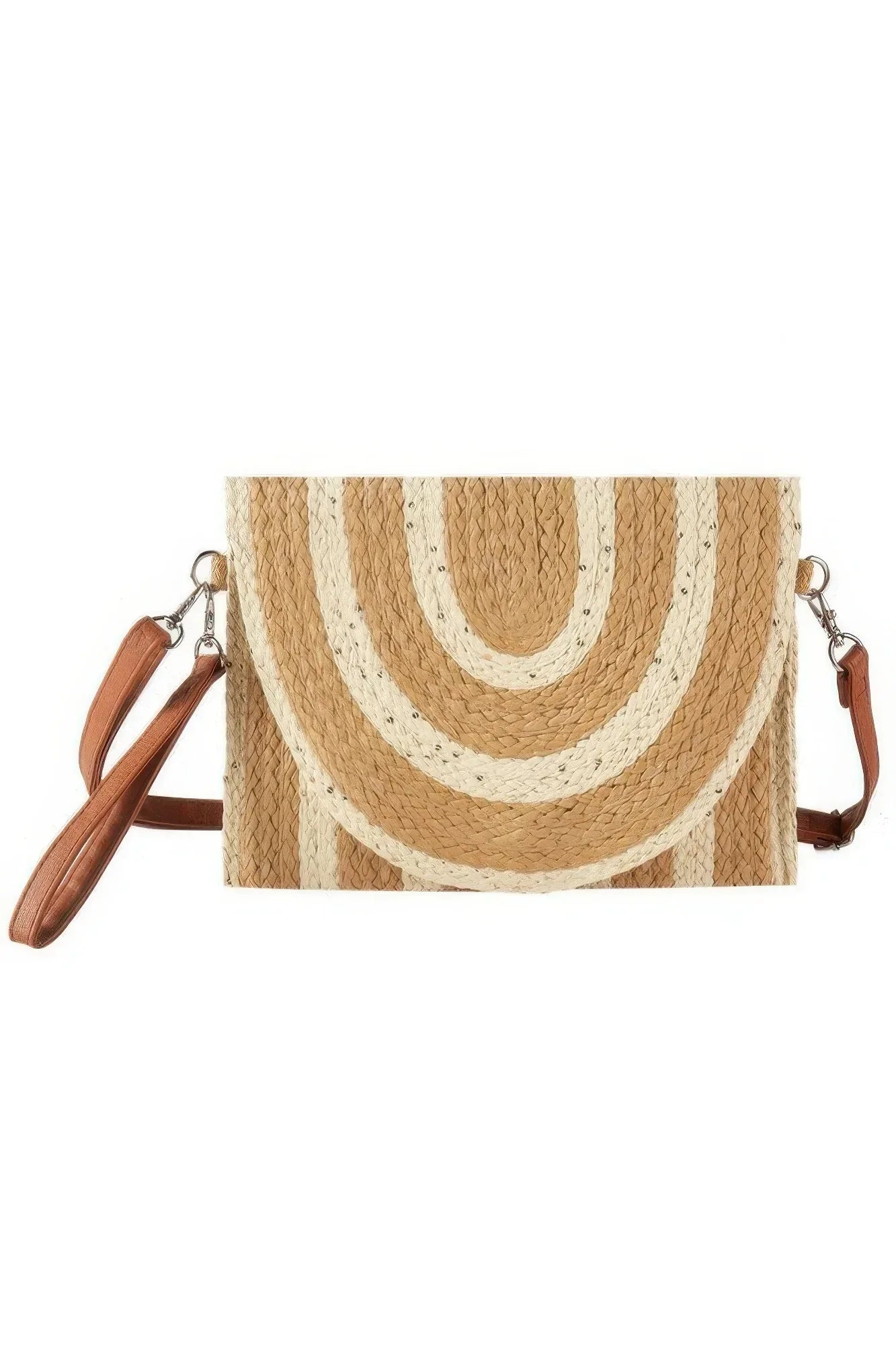 Sequin Mixed Two Tone Straw Clutch & Crossbody Bag | Mixtshop LLC Main image