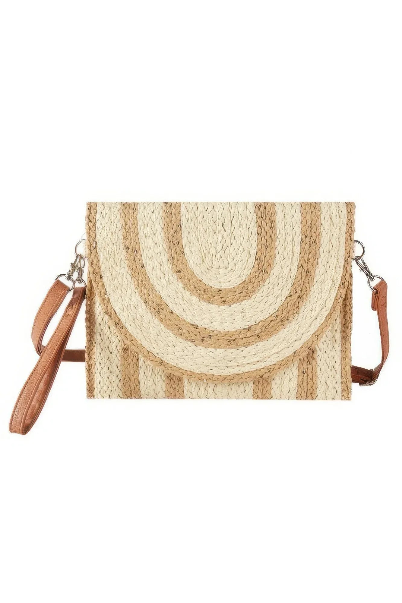 Sequin Mixed Two Tone Straw Clutch & Crossbody Bag Secondary image