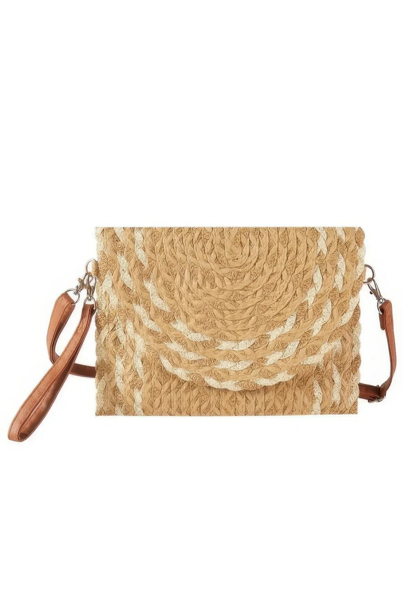 Mixed Color Detail Straw Clutch & Crossbody Bag Secondary image