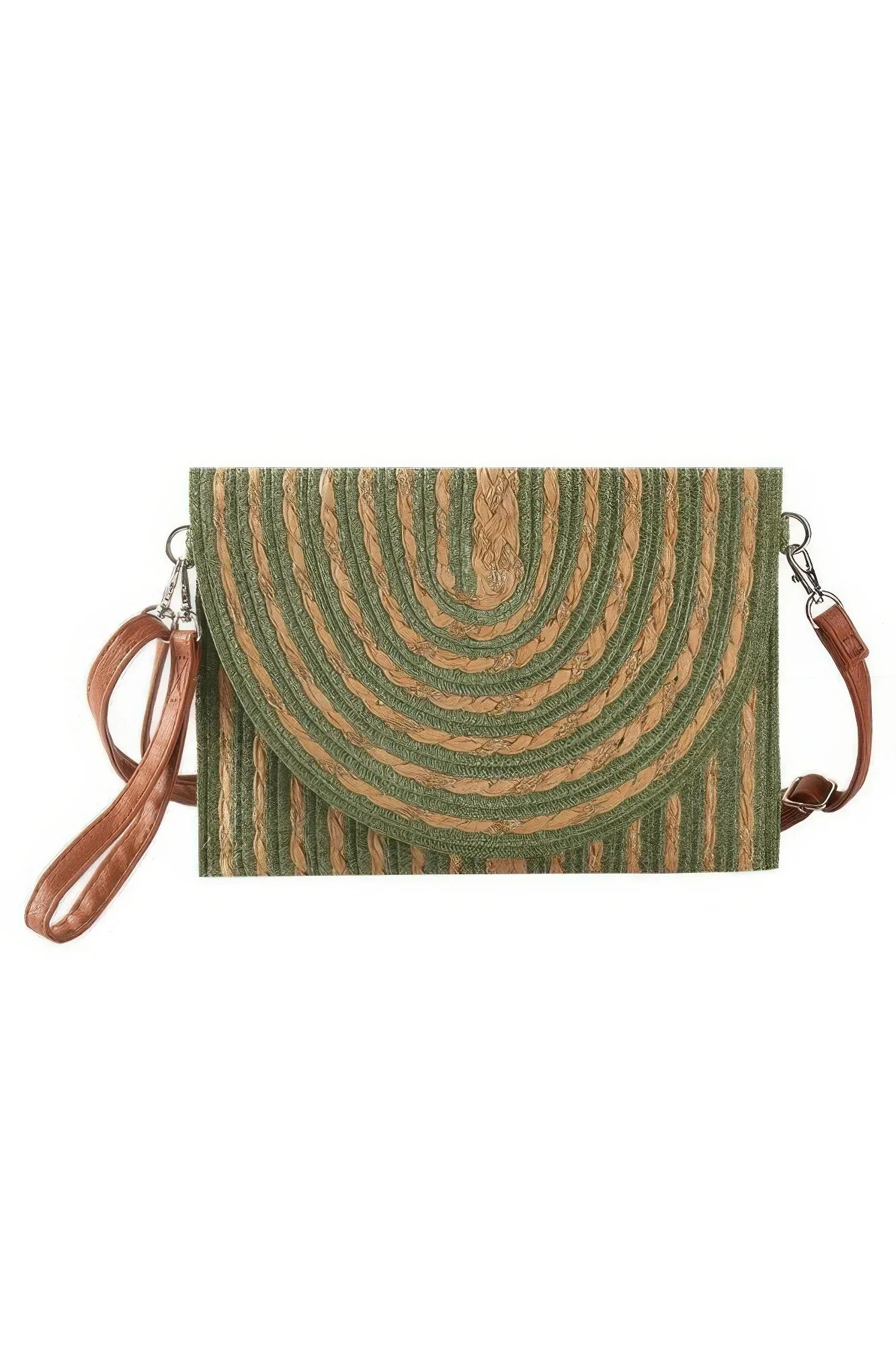 Gold Threads Mixed Color Straw Clutch Crossbodybag | Mixtshop LLC Main image