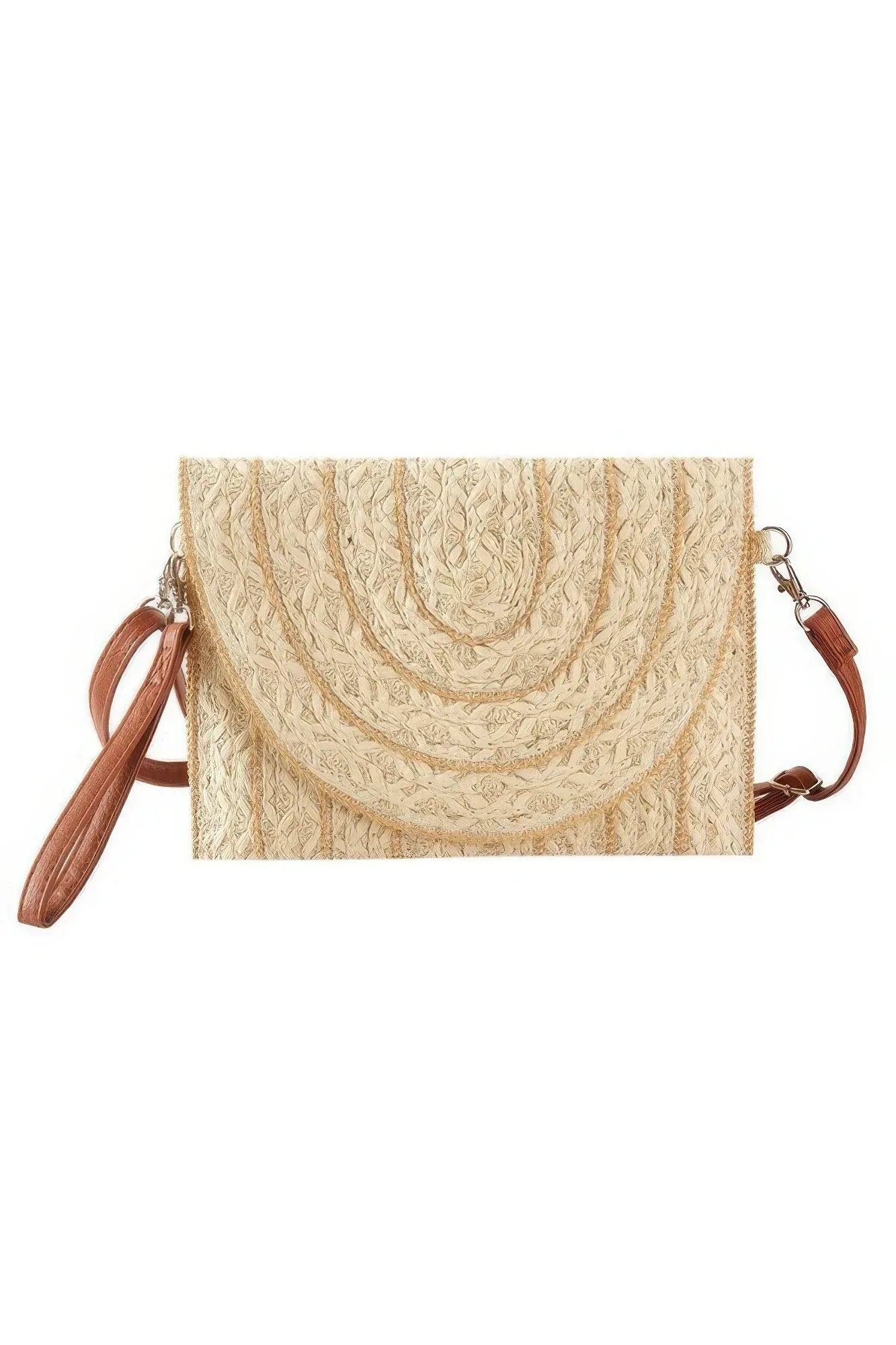 Stitch Detailed Straw Clutch & Crossbody Bag Secondary image