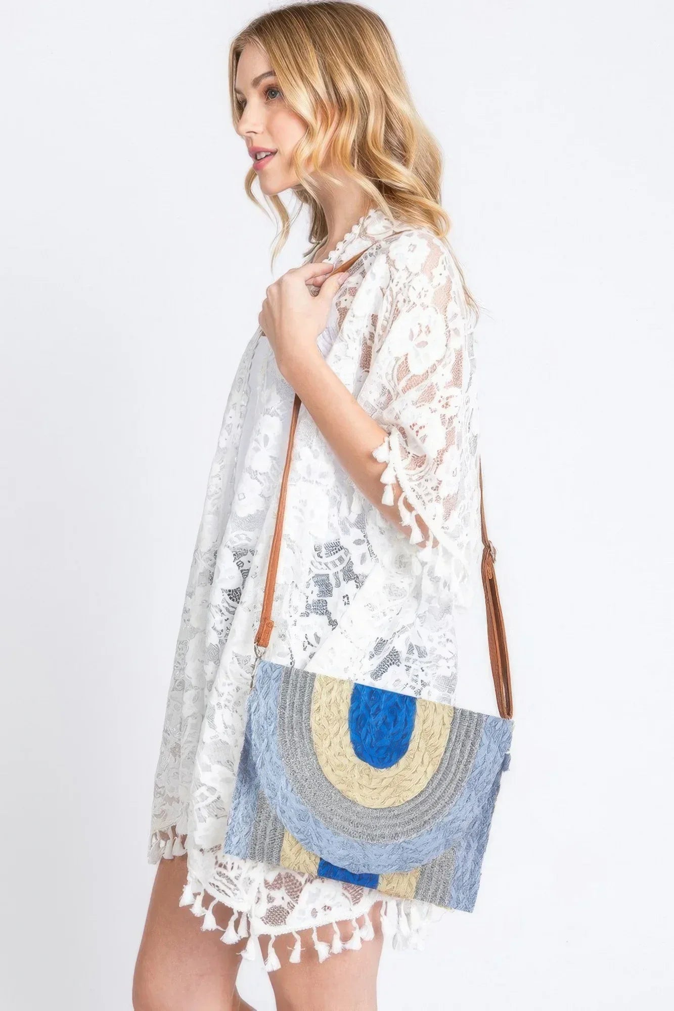 Metallic Lined Multicolor Straw Clutchcrossbodybag | Mixtshop LLC