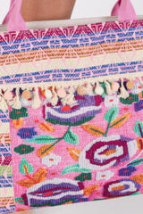Boho Print Pom Pom Fringe Tote Bag | Mixtshop LLC