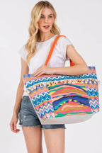 Boho Print Pom Pom Fringe Tote Bag | Mixtshop LLC