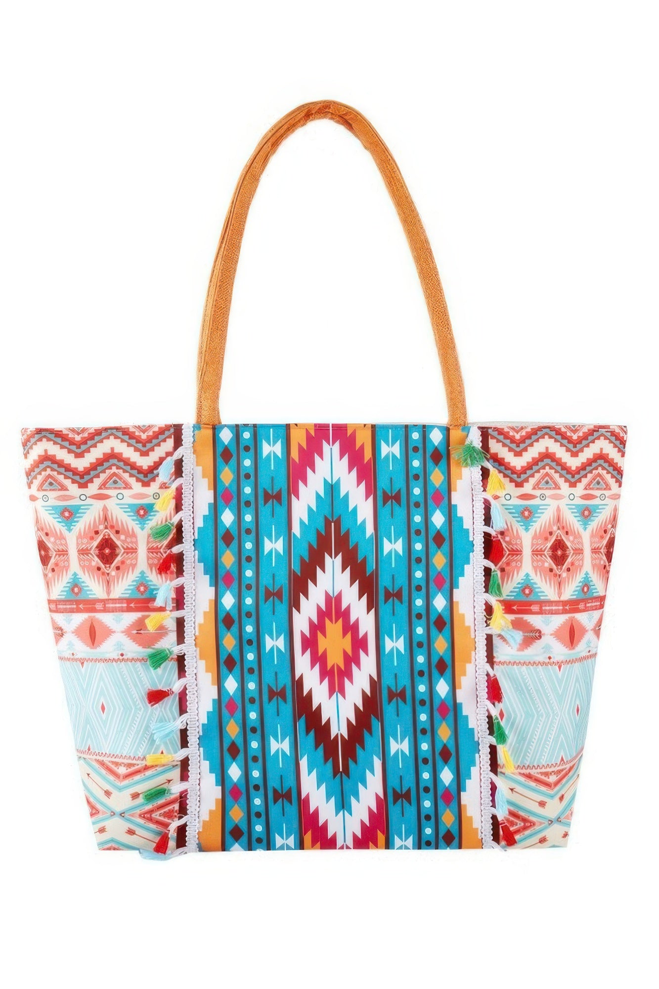 Boho Style Aztec Pattern Tassel Summer Tote Bag | Mixtshop LLC