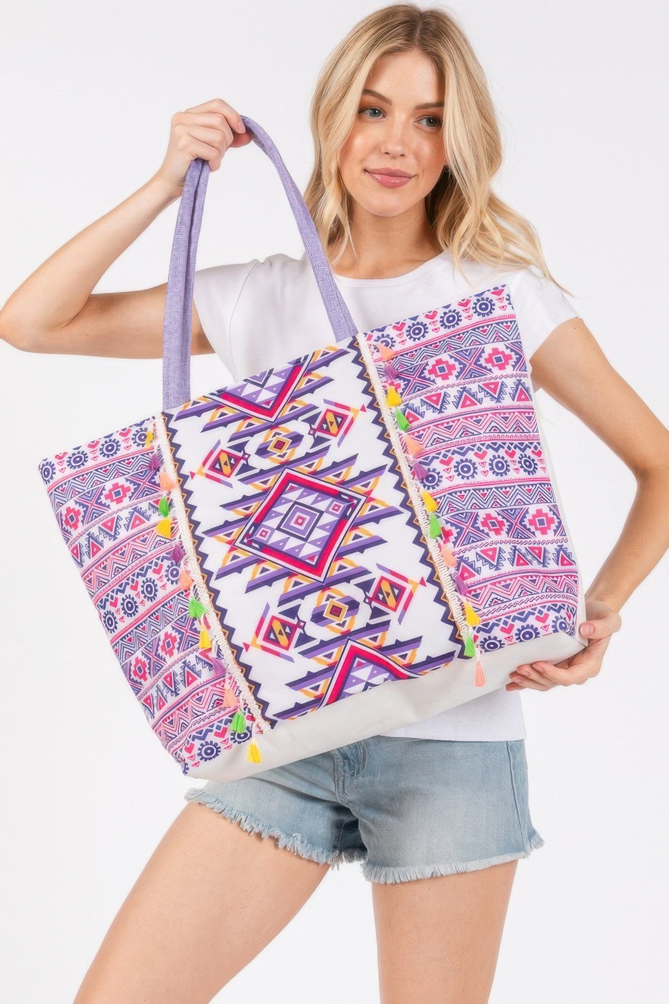 Boho Print Fringe Tote Bag | Mixtshop LLC