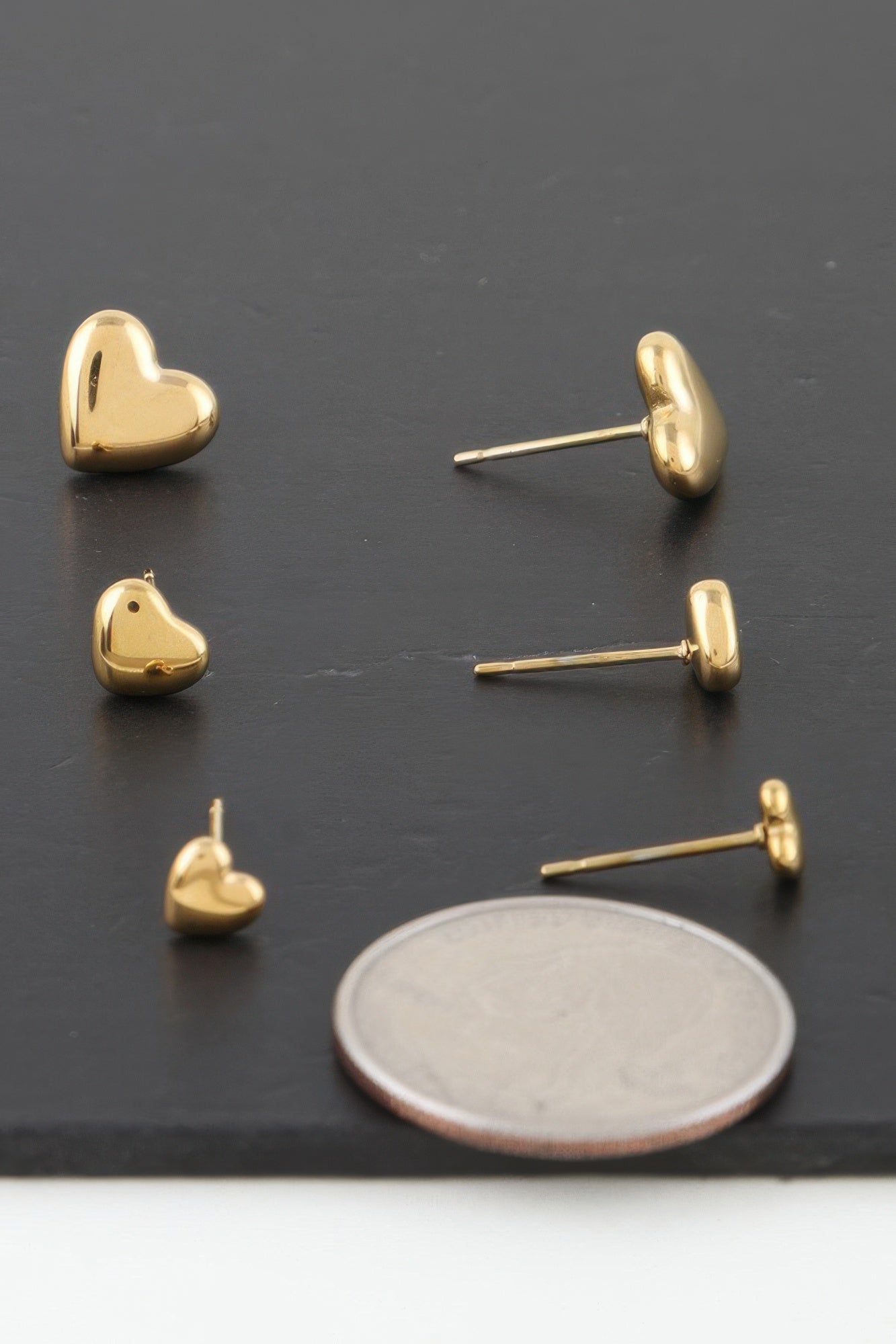 Triple Hearts Stud Earrings Set Secondary image