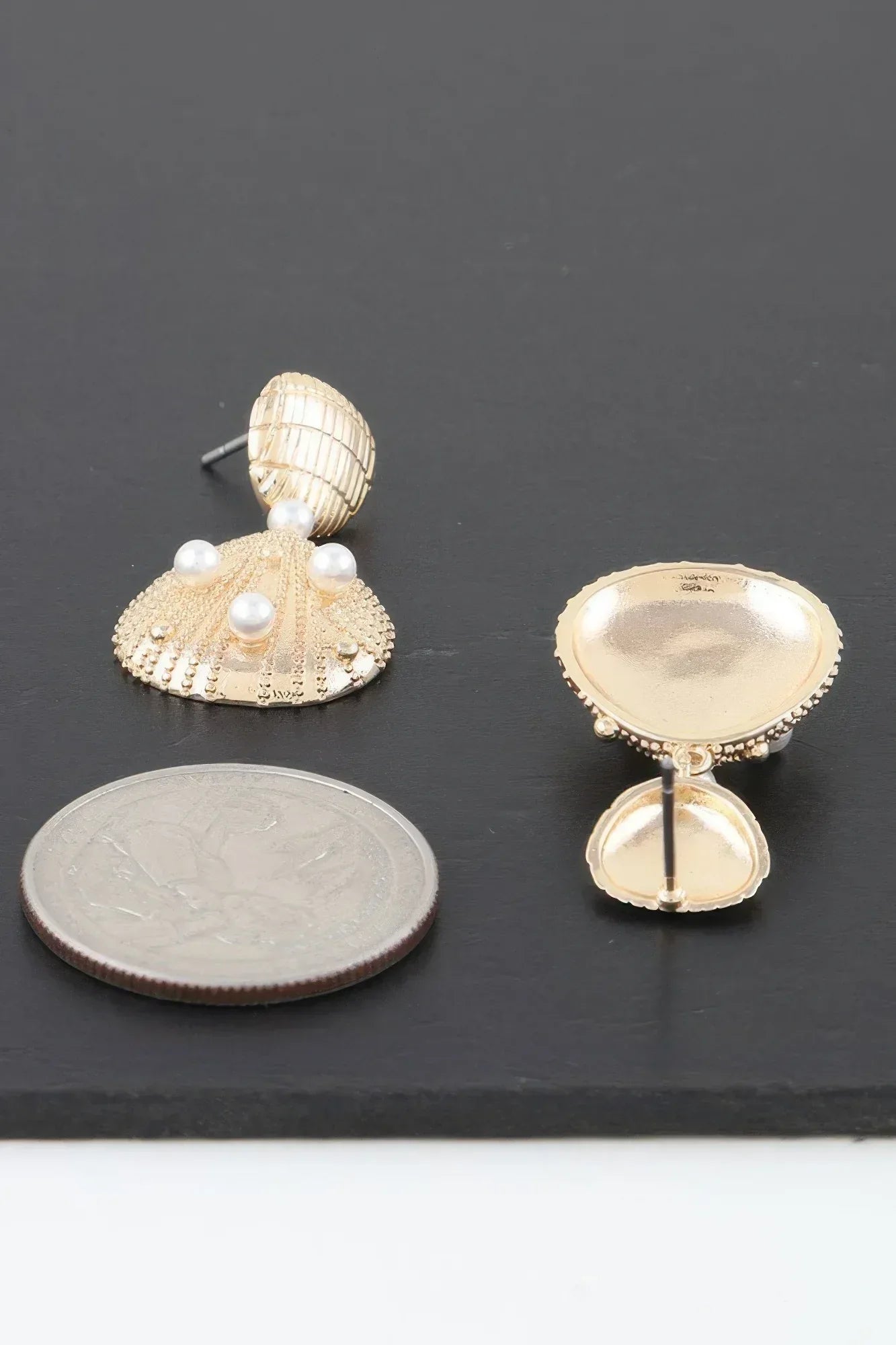Pearled Seashell Drop Earrings Secondary image