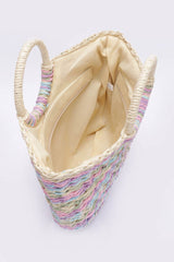 Faux Straw Multi Color Round Handle Tote Bag | Mixtshop LLC