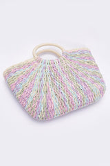 Faux Straw Multi Color Round Handle Tote Bag | Mixtshop LLC