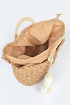 Woven Cotton Wood Handle Tote Bag | Mixtshop LLC