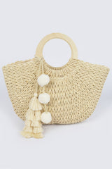 Woven Cotton Wood Handle Tote Bag | Mixtshop LLC