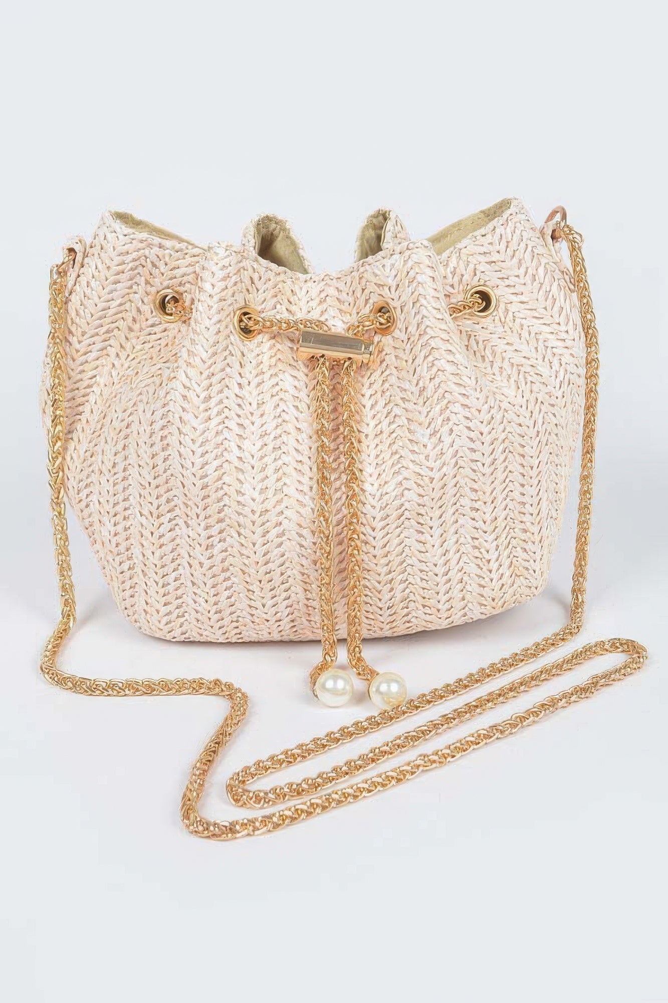 Faux Straw Bucket Crossbody Bag | Mixtshop LLC