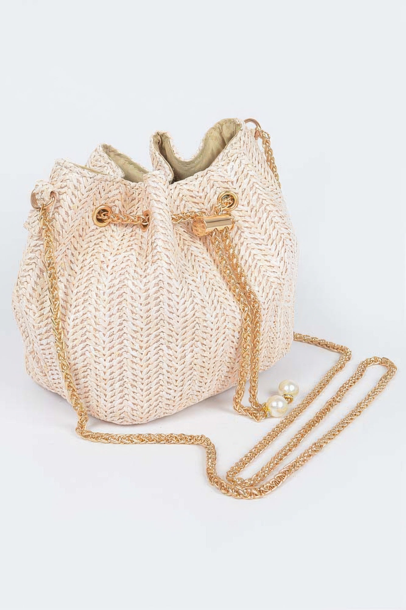 Faux Straw Bucket Crossbody Bag | Mixtshop LLC