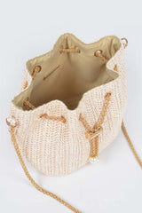 Faux Straw Bucket Crossbody Bag | Mixtshop LLC