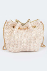 Faux Straw Bucket Crossbody Bag | Mixtshop LLC