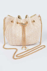 Faux Straw Bucket Crossbody Bag | Mixtshop LLC