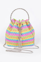 Faux Straw Bucket Bag W/stone Handle | Mixtshop LLC