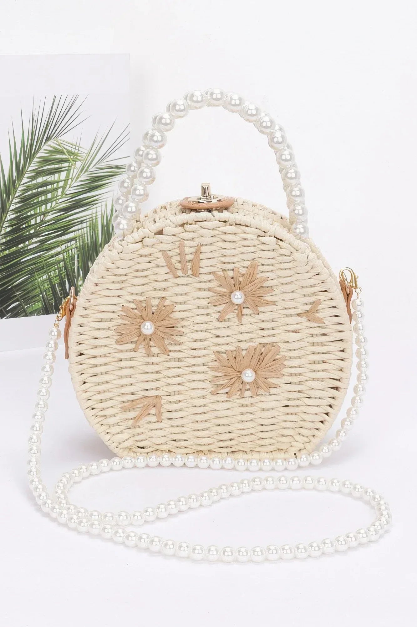 Faux Straw Handmade Clutch W/pearl Handle | Mixtshop LLC