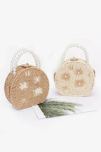 Faux Straw Handmade Clutch W/pearl Handle | Mixtshop LLC