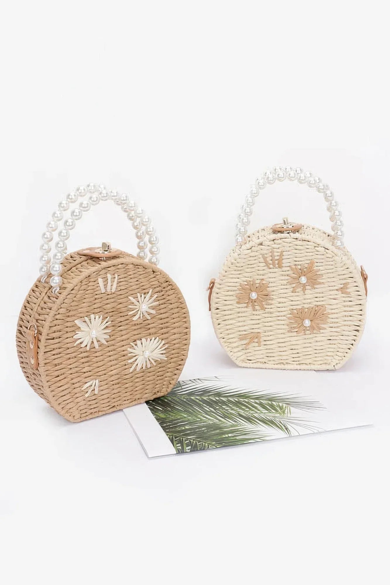 Faux Straw Handmade Clutch W/pearl Handle | Mixtshop LLC