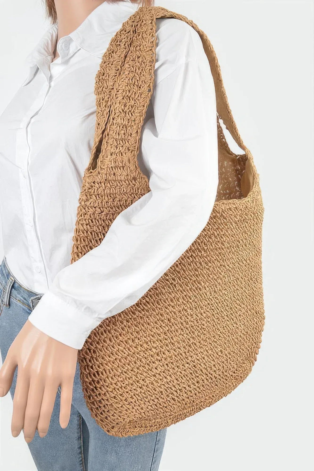Faux Straw Hobo Bag Secondary image