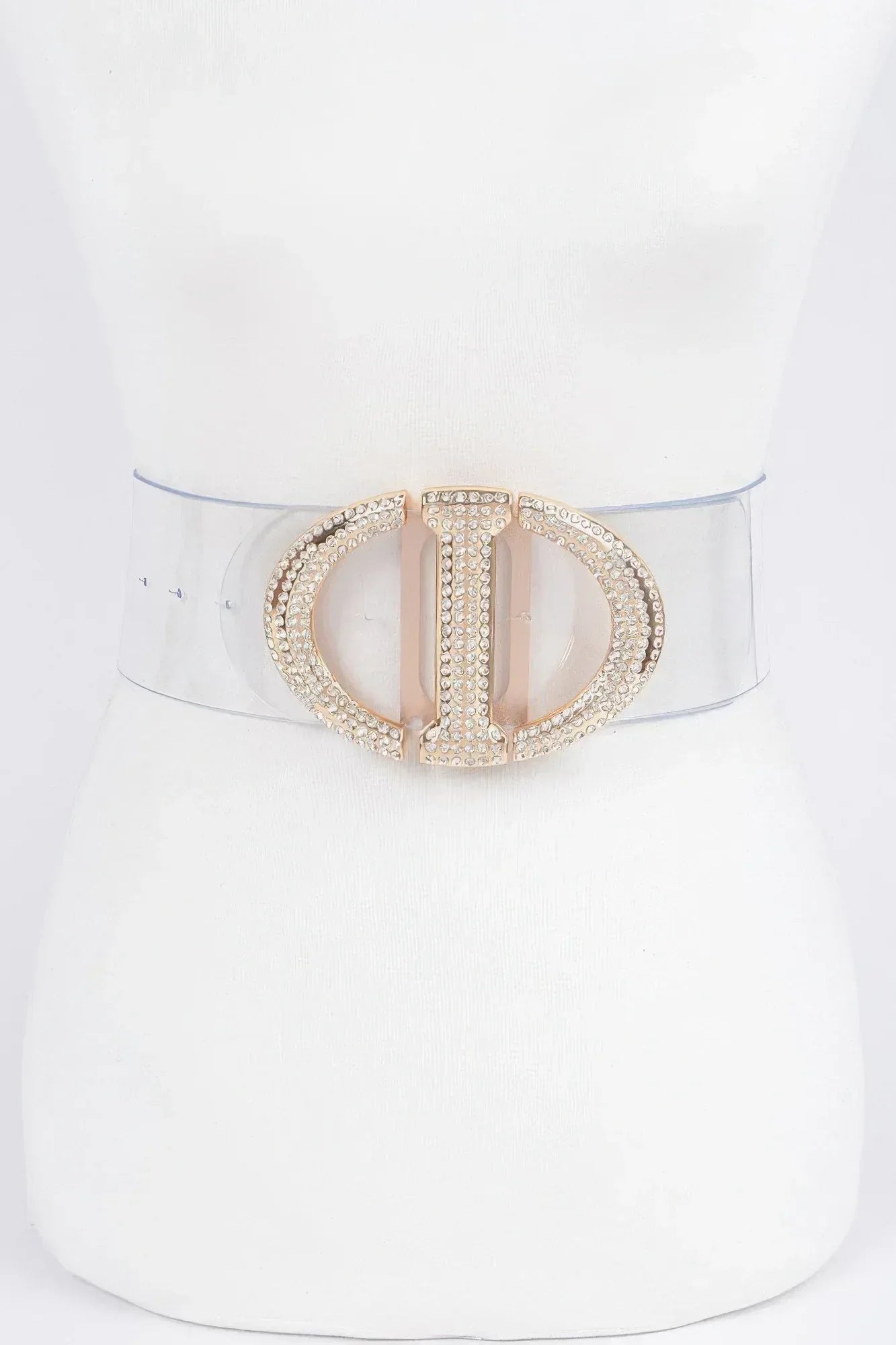 Rhinestone Metal Buckle Plus Size Transparent Belt | Mixtshop LLC