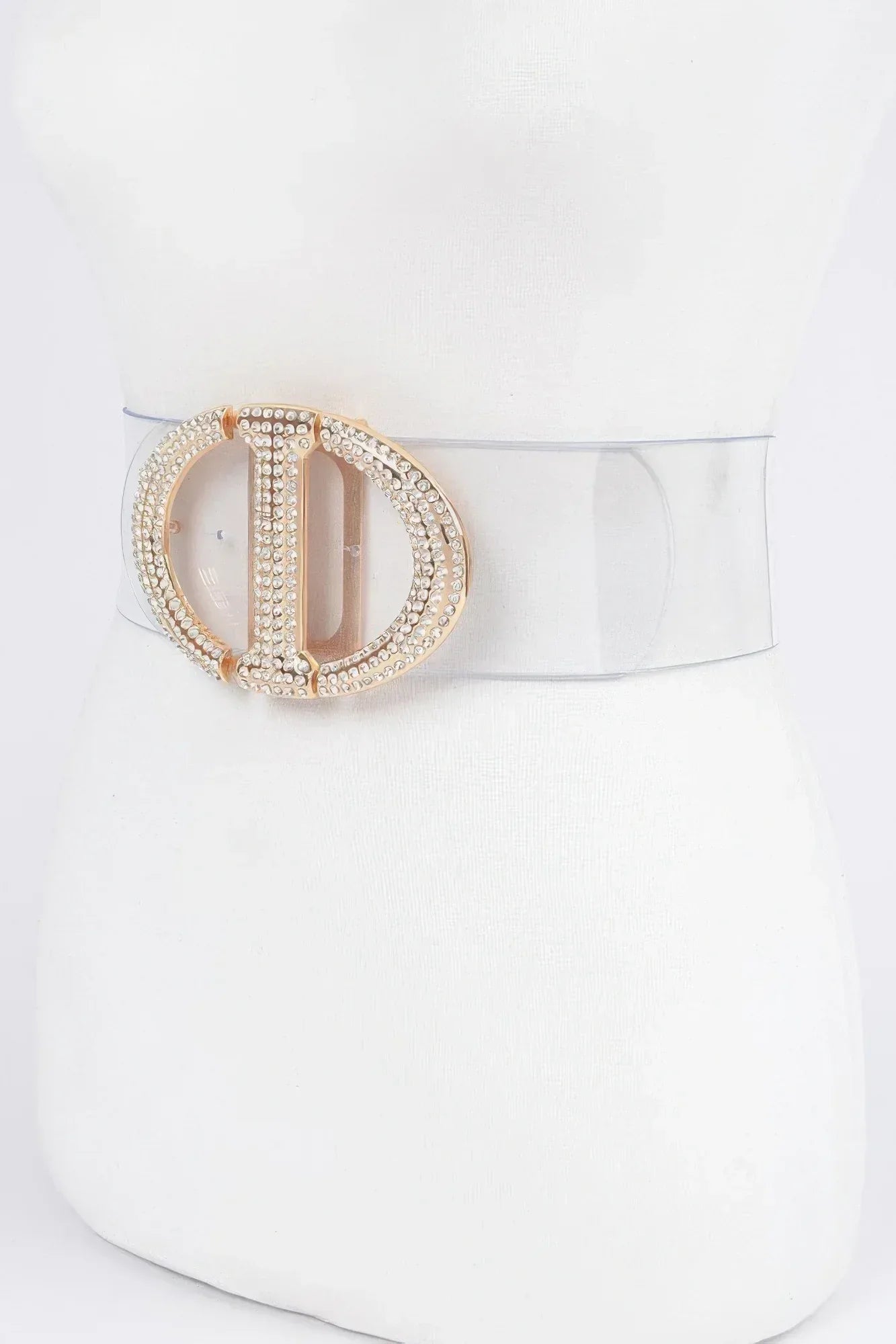 Rhinestone Metal Buckle Plus Size Transparent Belt Secondary image