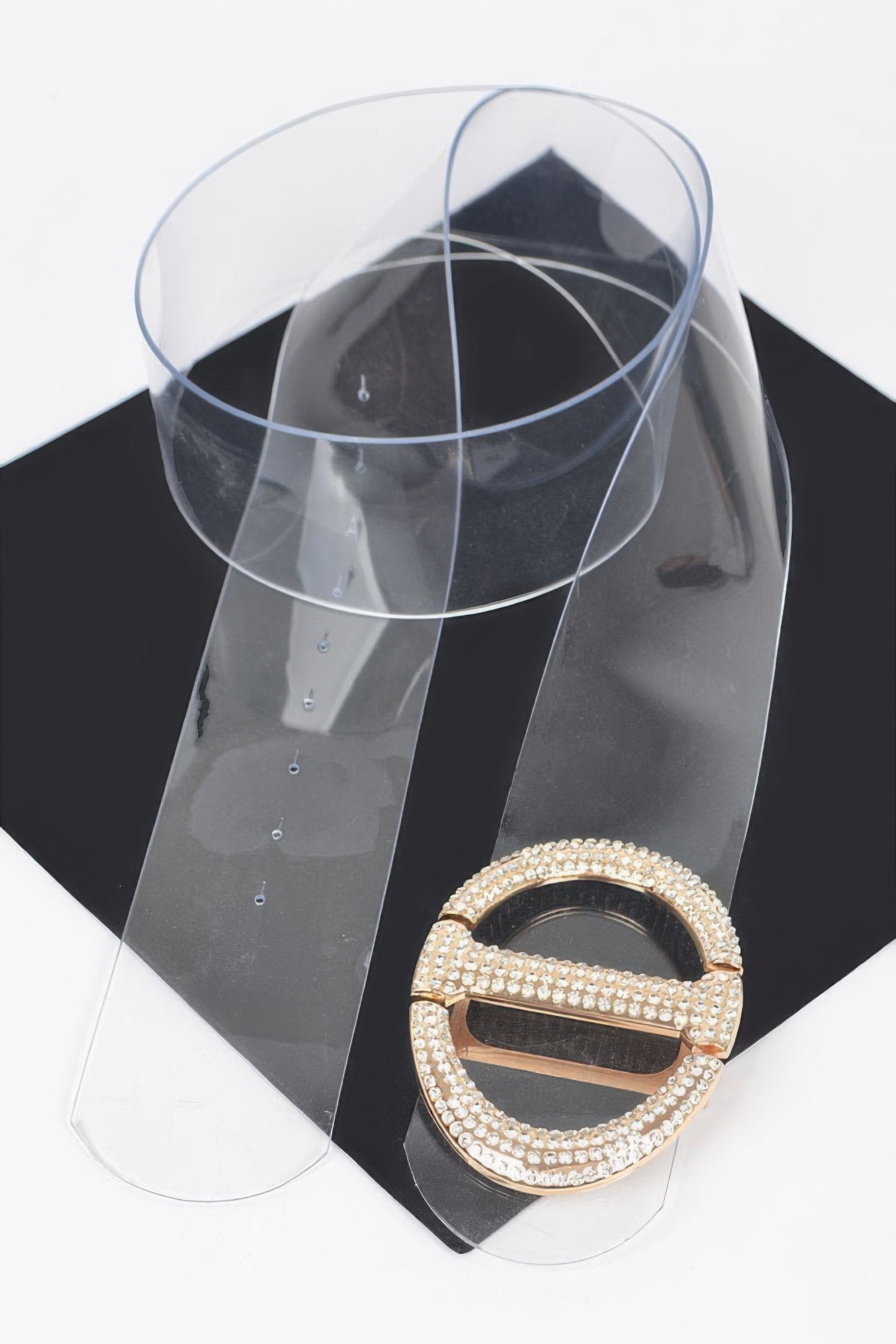 Rhinestone Metal Buckle Plus Size Transparent Belt | Mixtshop LLC