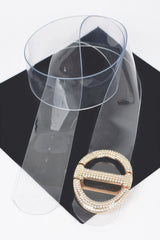 Rhinestone Metal Buckle Plus Size Transparent Belt | Mixtshop LLC