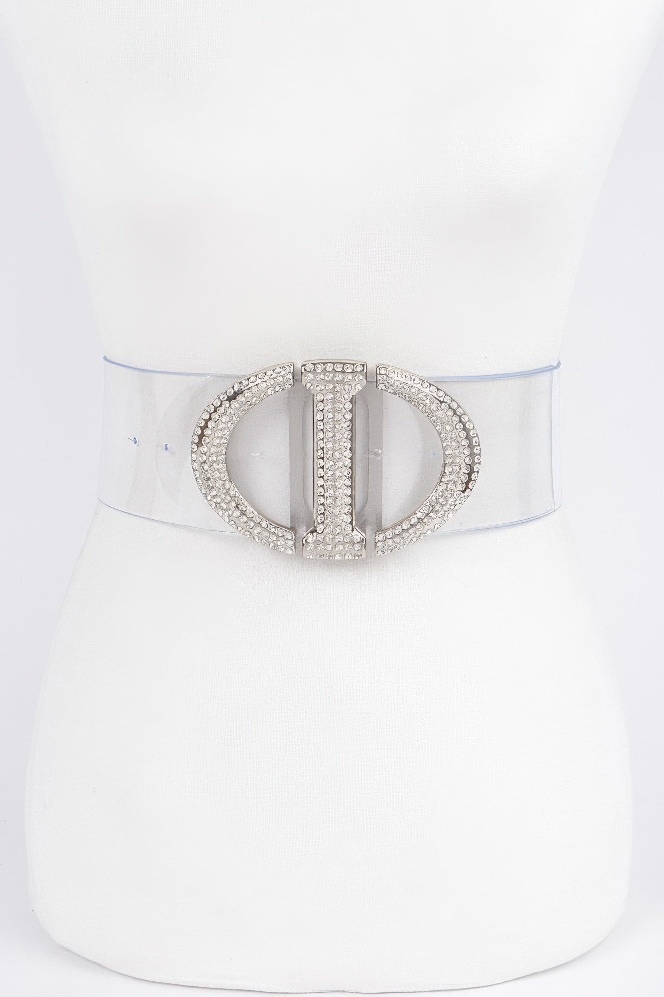 Rhinestone Metal Buckle Plus Size Transparent Belt | Mixtshop LLC