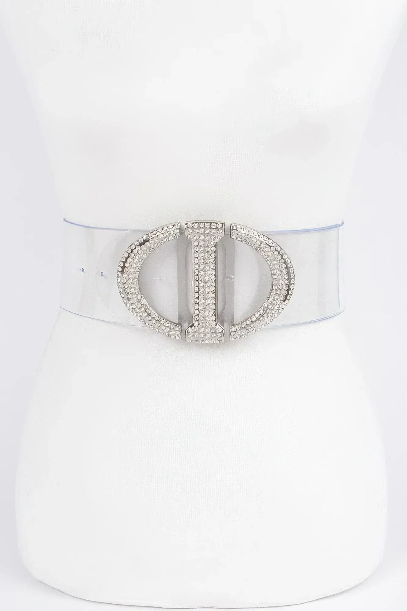 Rhinestone Metal Buckle Plus Size Transparent Belt | Mixtshop LLC