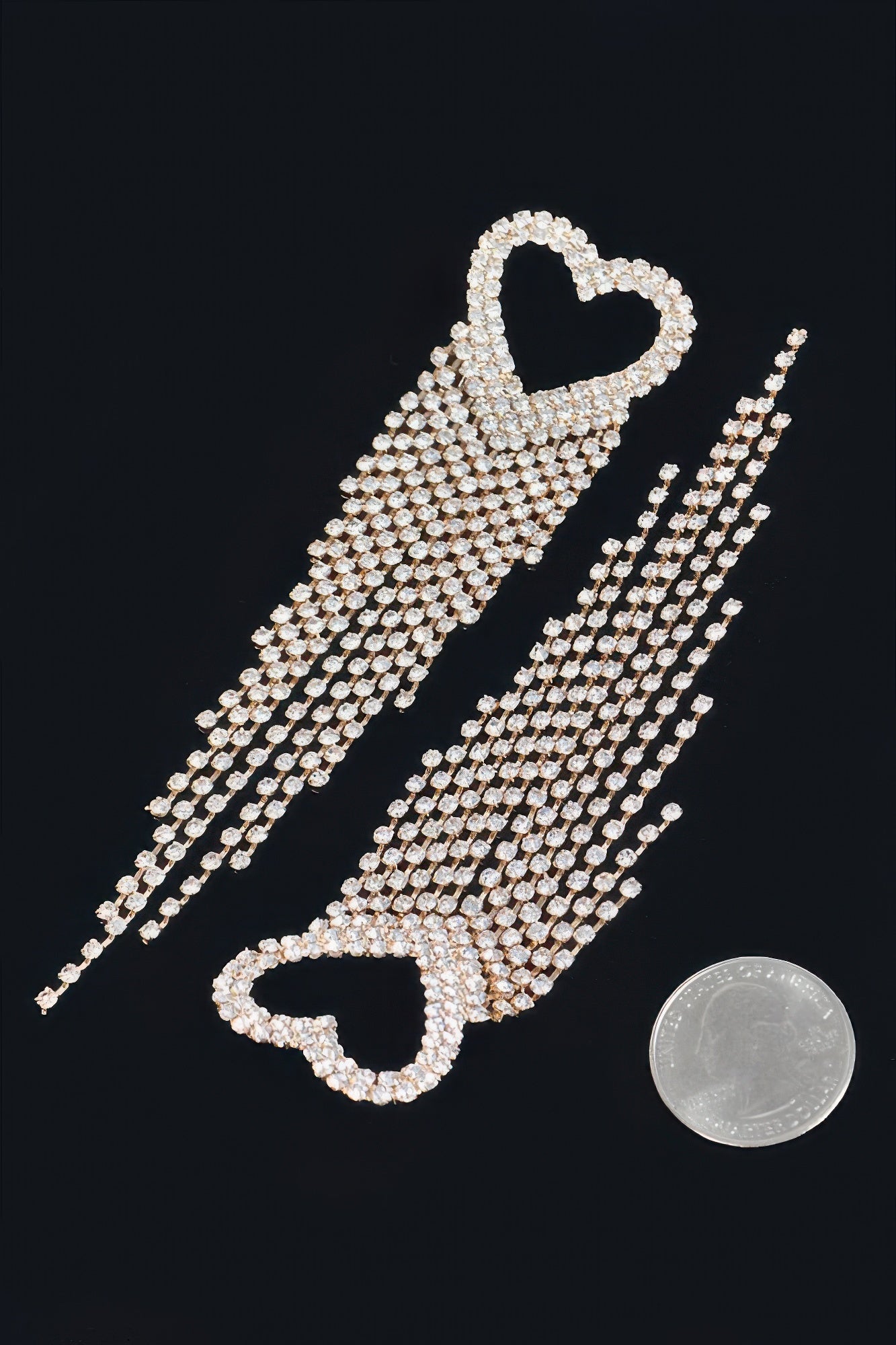 Rhinestone Heart Fringe Earring | Mixtshop LLC