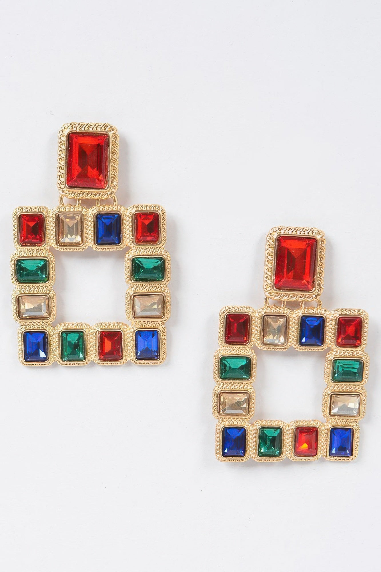 Multi Square Gemstone Earrings | Mixtshop LLC