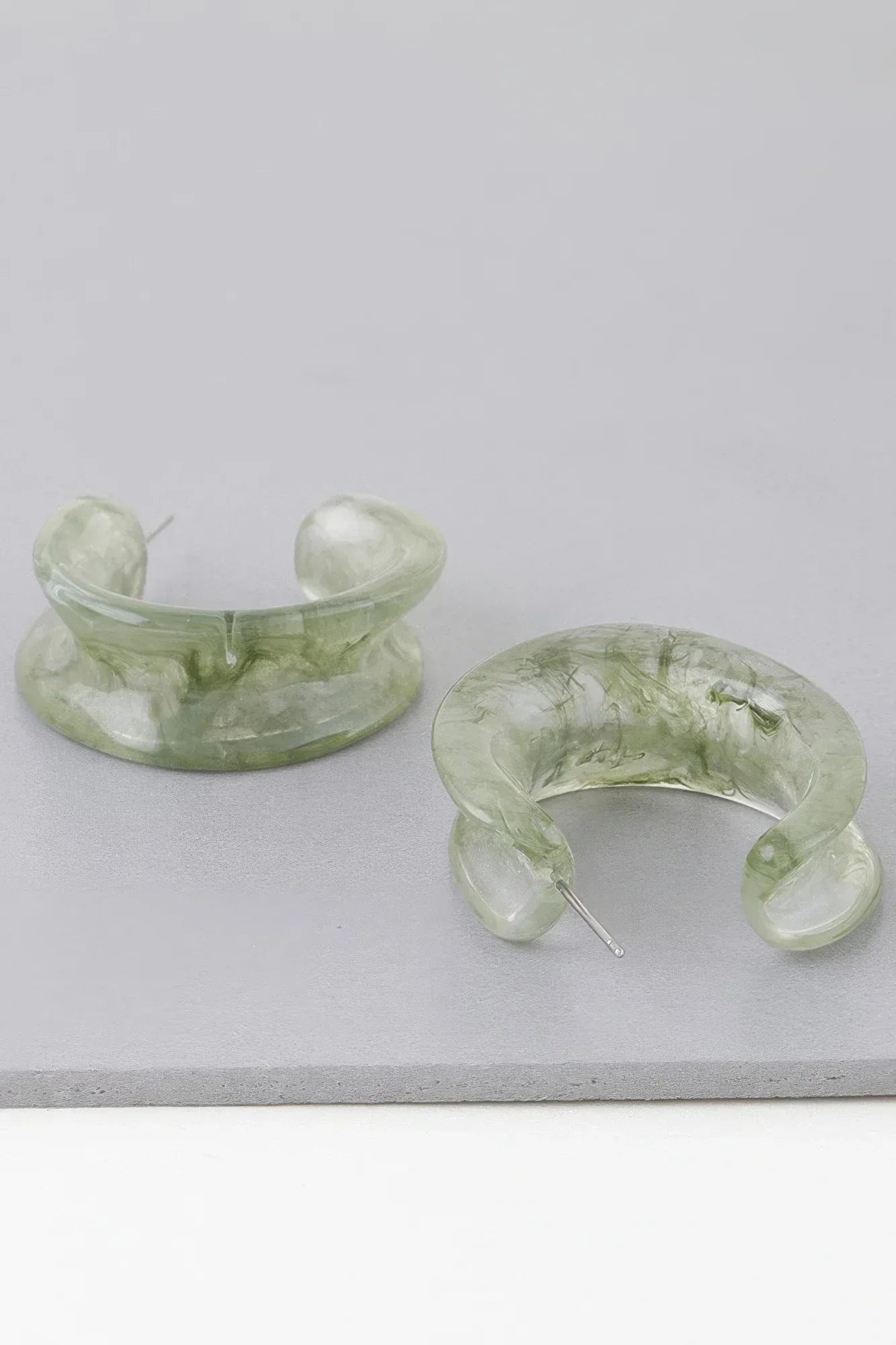 Multi Marble Stone Hoop Earrings Secondary image