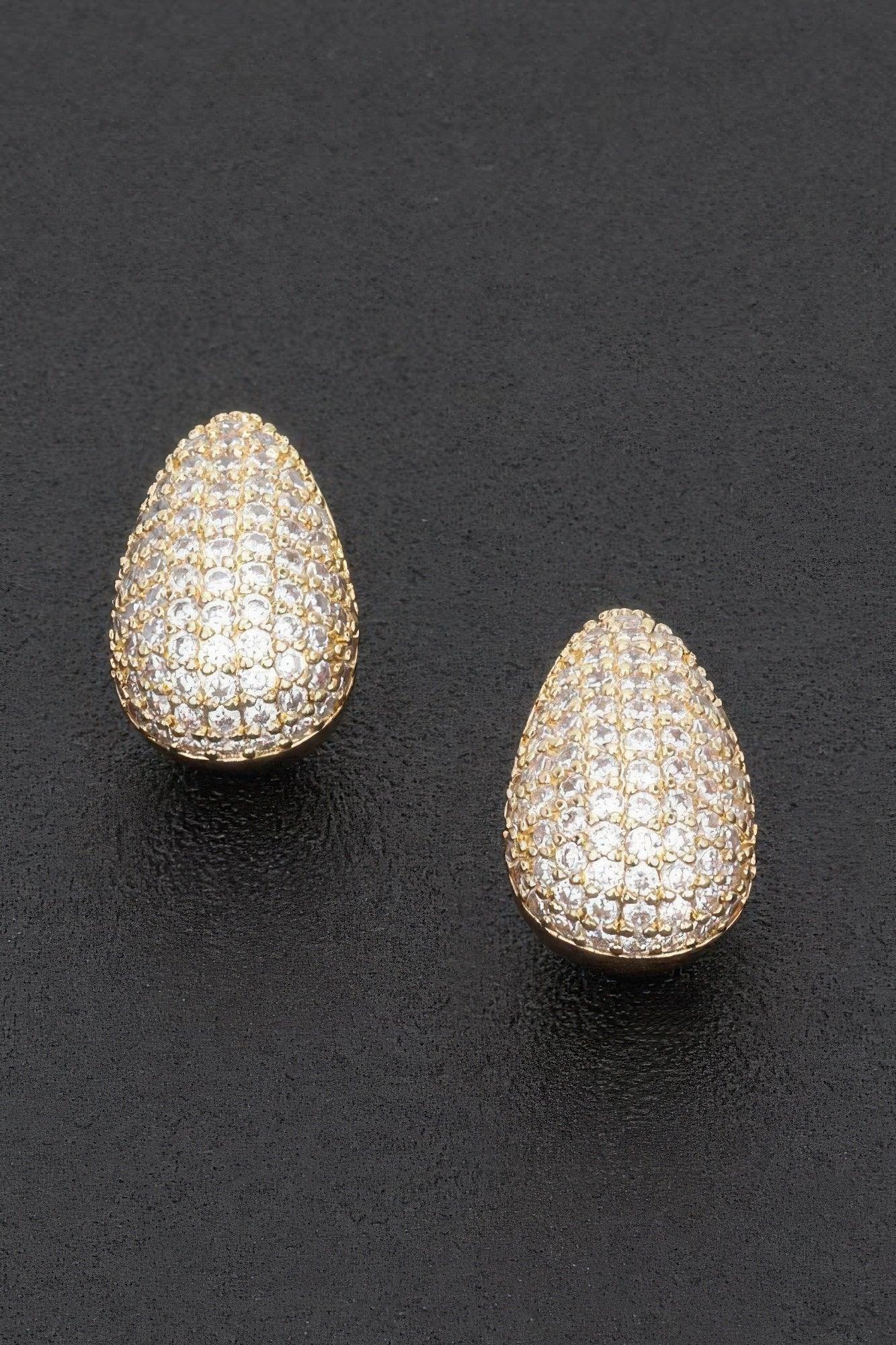 Rhinestone Metal Tear Drop Earring | Mixtshop LLC Main image