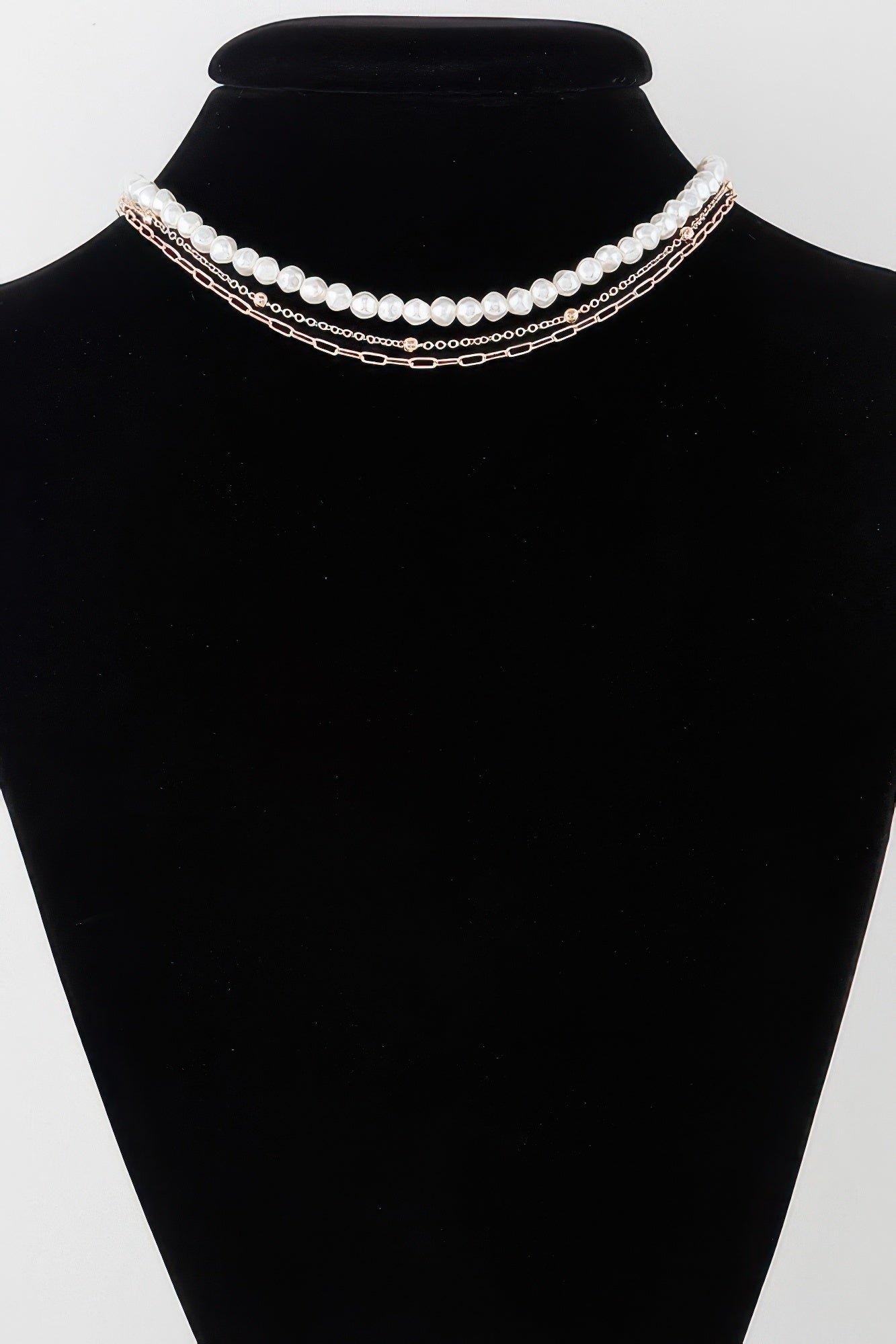 Triple Pearl Chain Necklace | Mixtshop LLC Main image