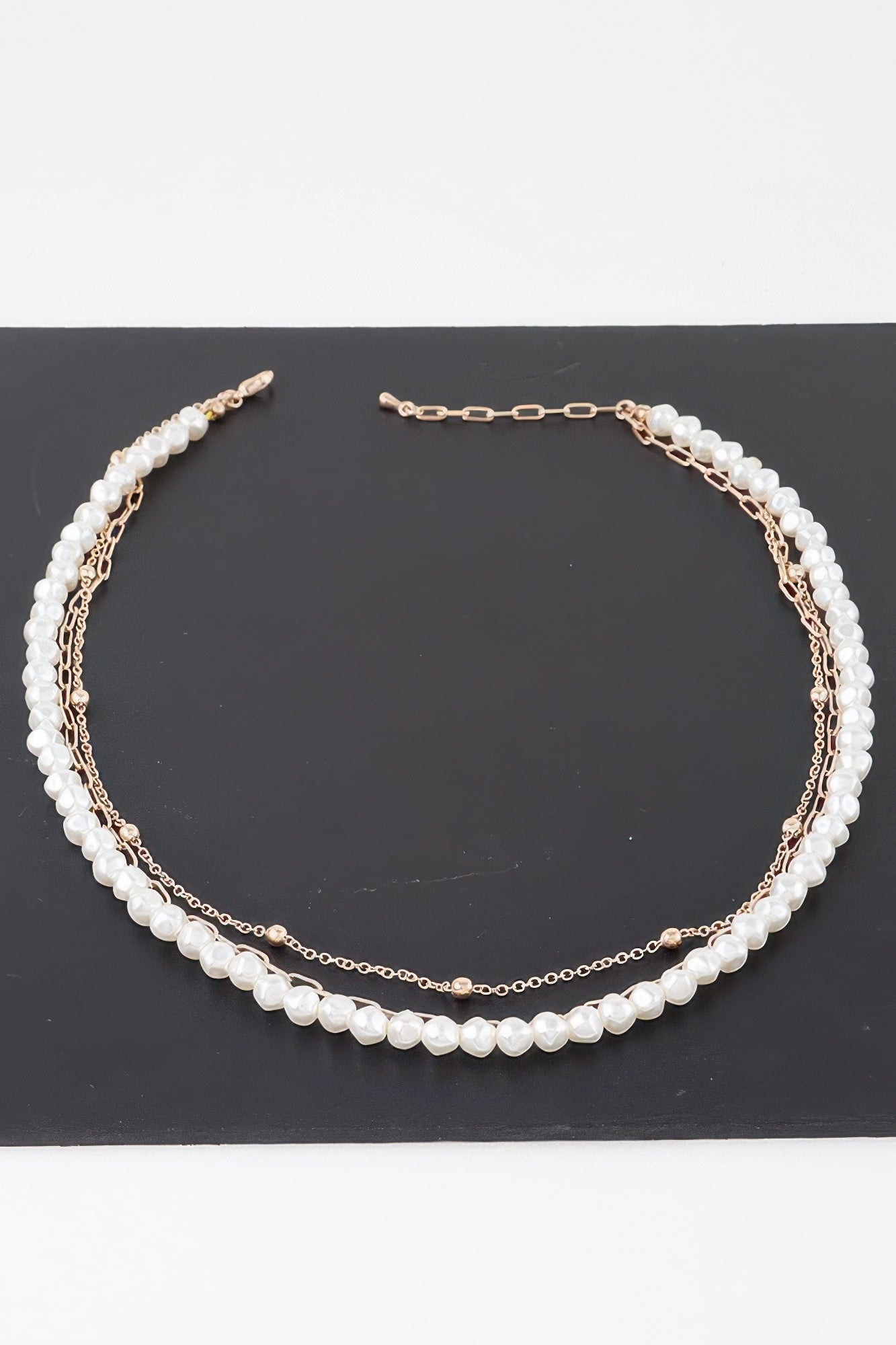 Triple Pearl Chain Necklace Secondary image