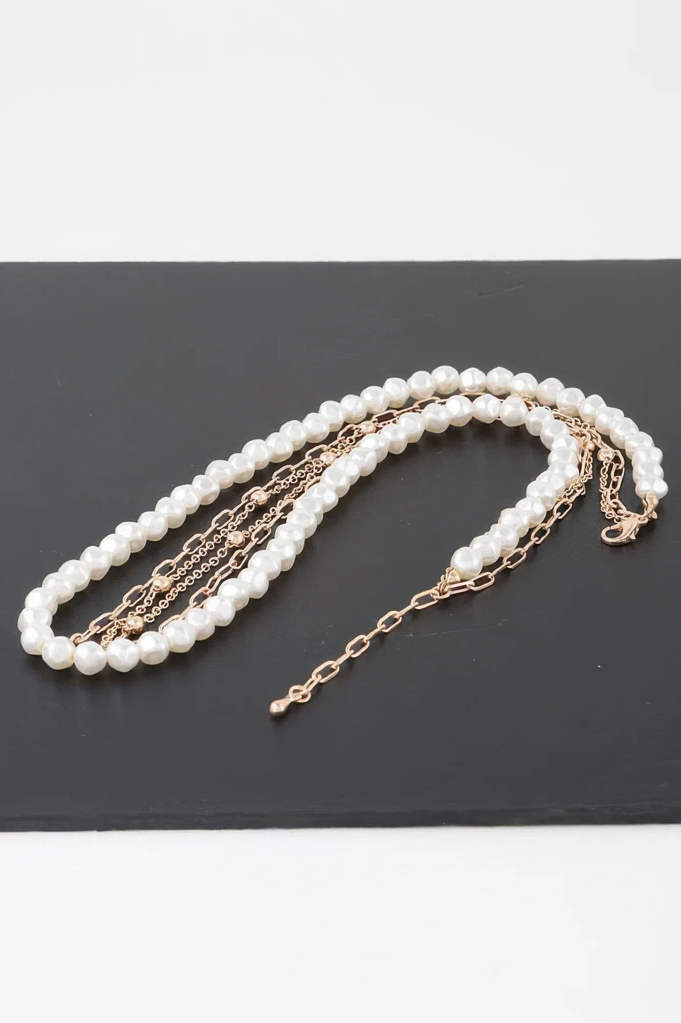 Triple Pearl Chain Necklace | Mixtshop LLC