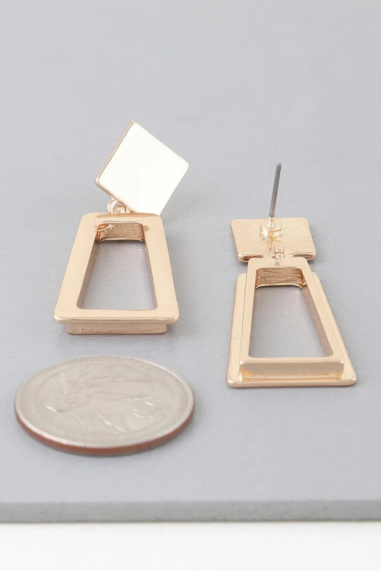 Modern Geometric Frame Drop Earrings Secondary image