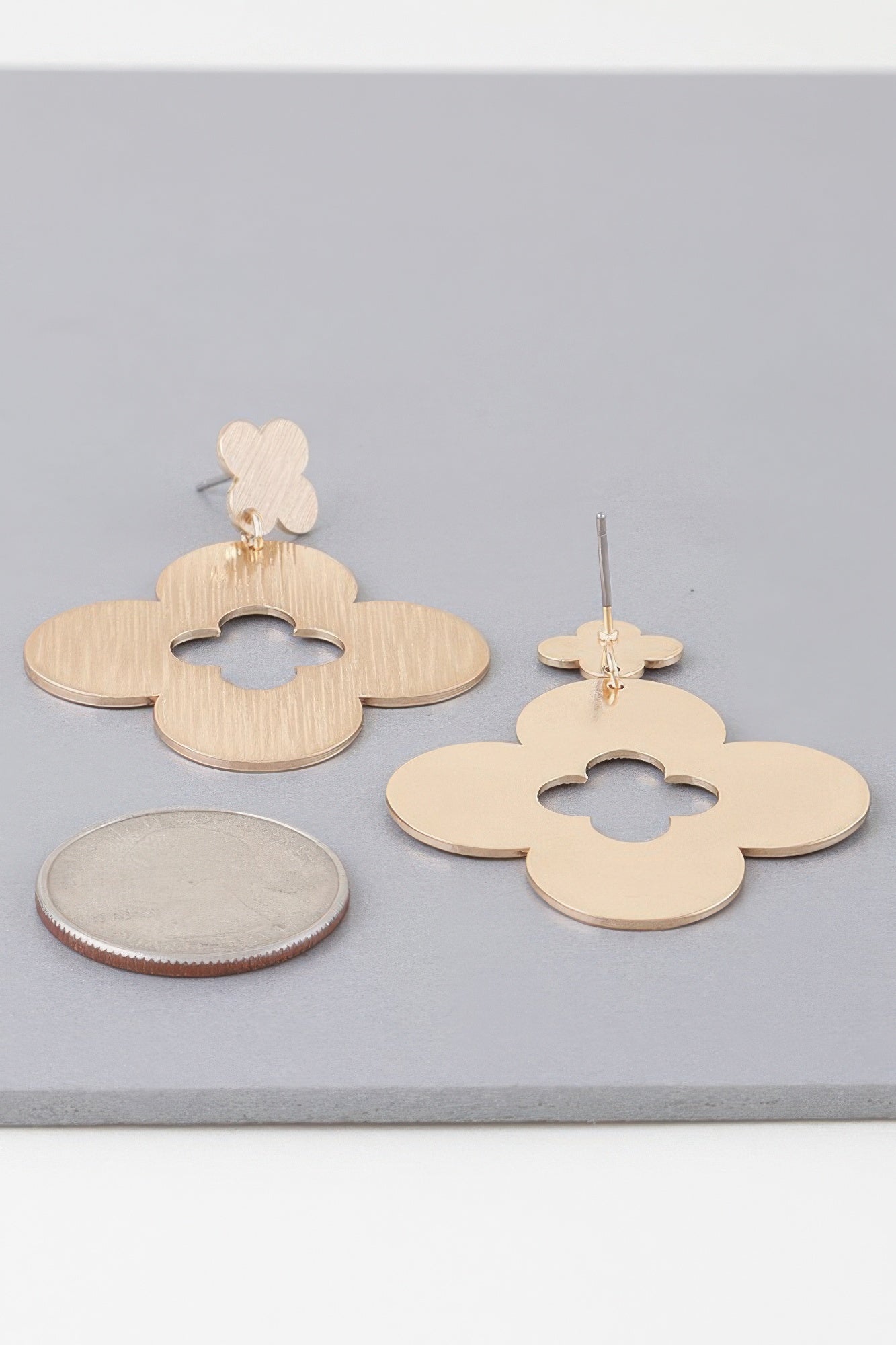 Textured Open Clover Drop Earrings | Mixtshop LLC