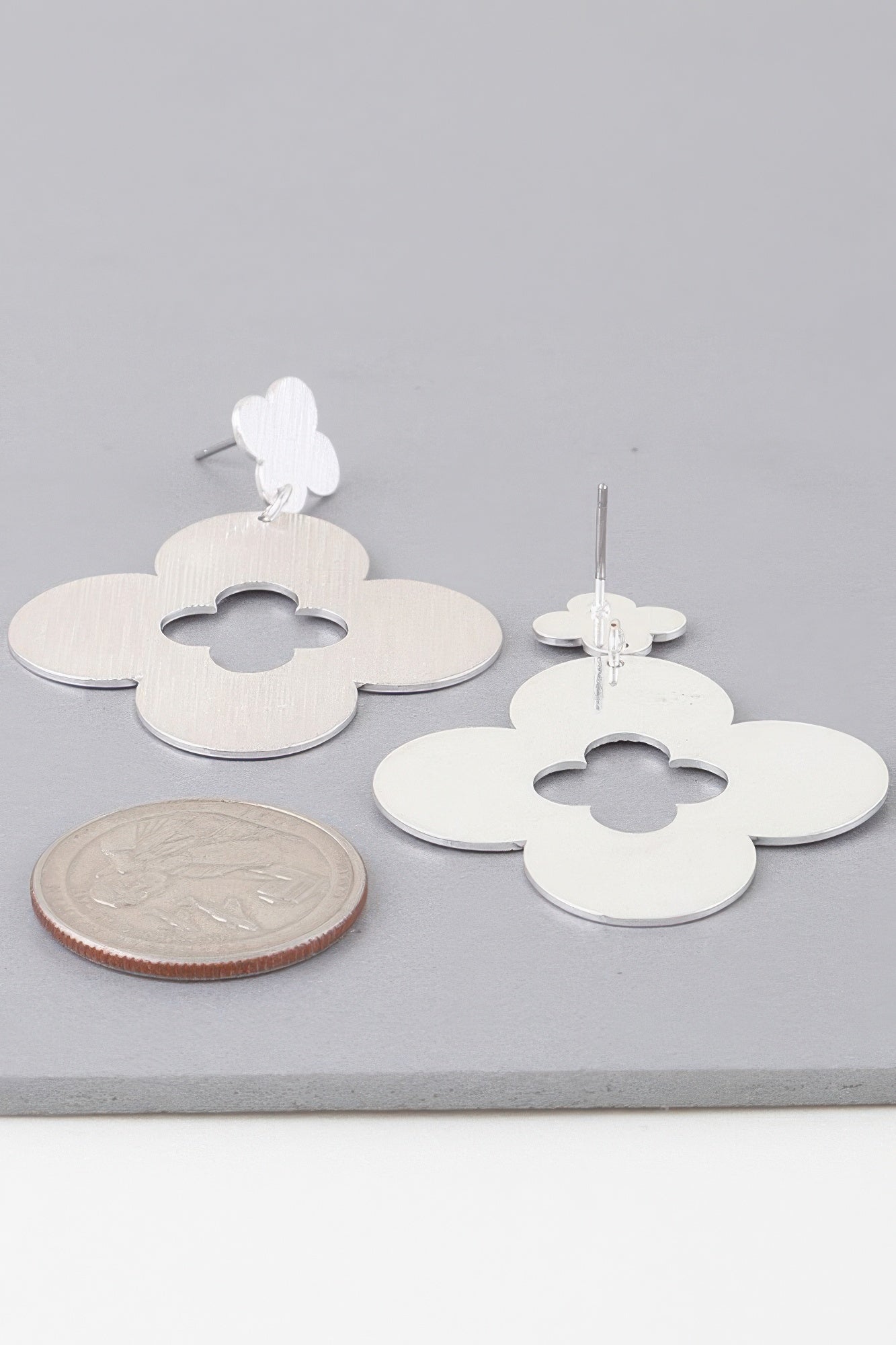 Textured Open Clover Drop Earrings | Mixtshop LLC