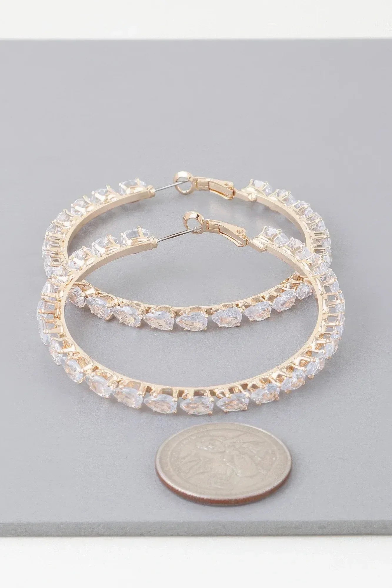 Teardrop Bejeweled Hoop Earrings Secondary image