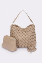 Faux Leather Braided Embossed Hobo Bag | Mixtshop LLC