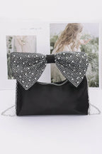 Rhinestone Hotfix Bow Handle Nylon Clutch | Mixtshop LLC