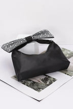 Rhinestone Hotfix Bow Handle Nylon Clutch | Mixtshop LLC