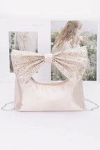 Rhinestone Hotfix Bow Handle Nylon Clutch | Mixtshop LLC