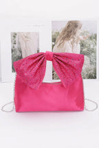 Rhinestone Hotfix Bow Handle Nylon Clutch | Mixtshop LLC