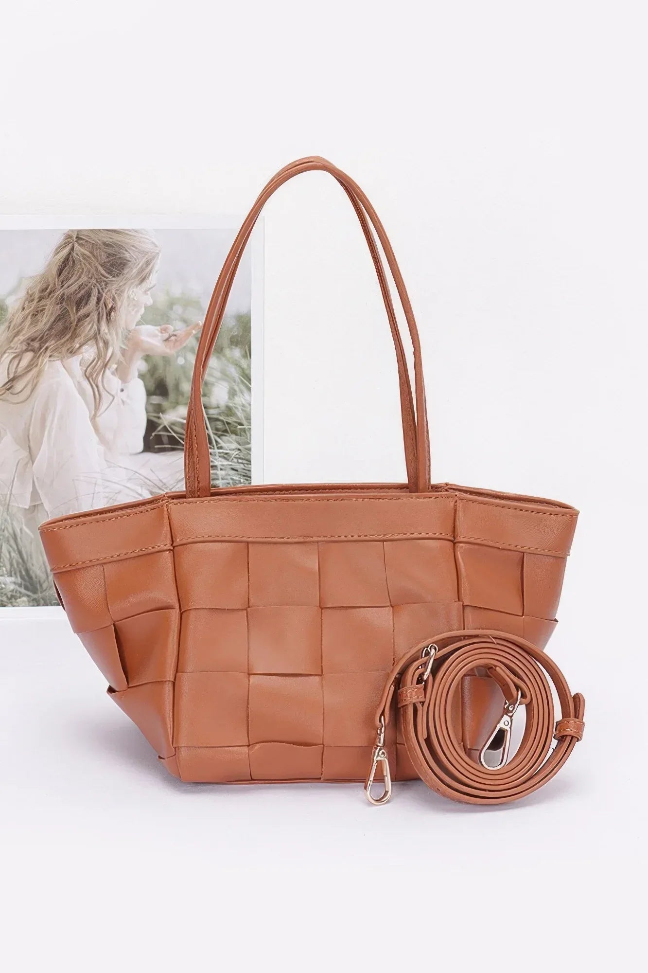 Faux Leather Braided Tote Bag | Mixtshop LLC