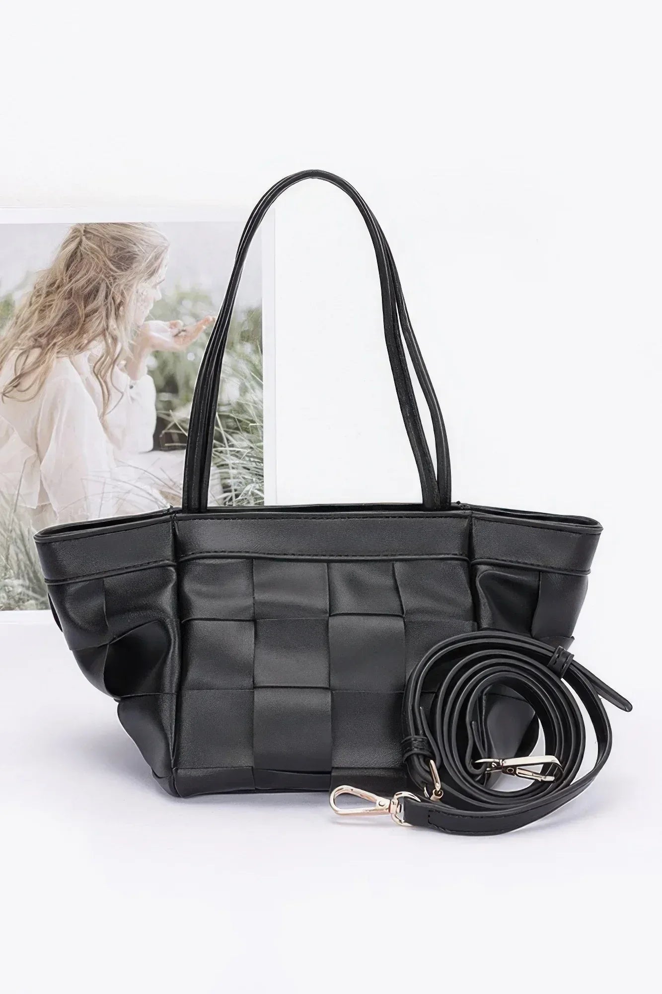 Faux Leather Braided Tote Bag | Mixtshop LLC